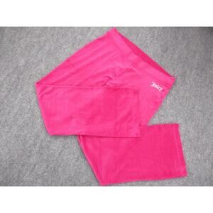 Juicy Couture Pants Womens Large Pink Velour Track Rhinestone Logo Bootcut Cozy